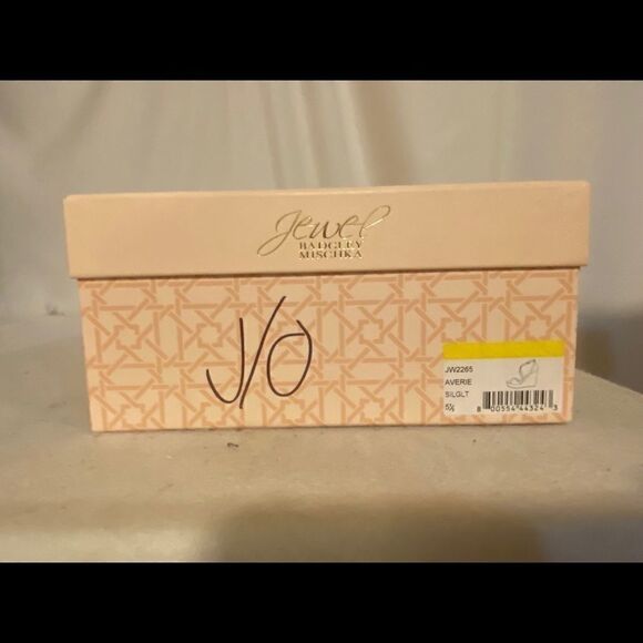 Jewel Badgley Mischka Averie Evening Sandal Heels Silver Glitter 5.5M New - Picture 8 of 8